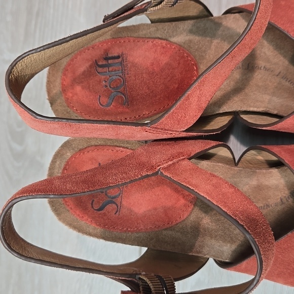 Sofft Women Casidy Leather Wedge Sandals shoes sz 9.5M - Picture 6 of 13